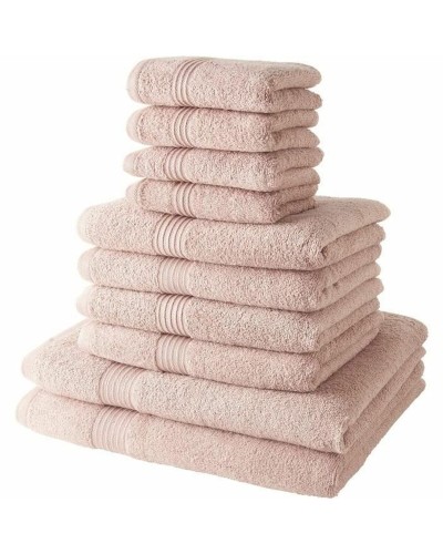 Serviettes douces TODAY, lot de 10 pièces, rose clair, pour salle de bain et invités.

