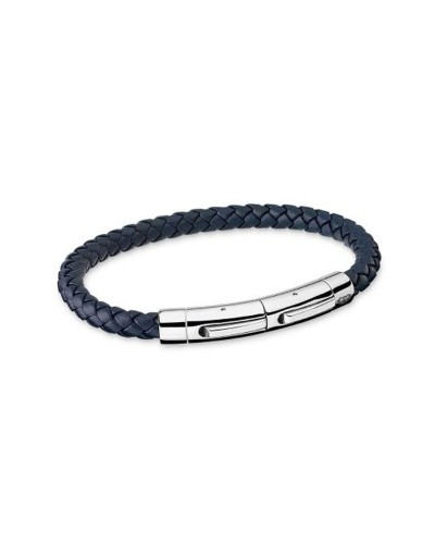 AN Jewels Pulsera Hombre Cuero Negro AA.P014BL.ML - Elegante & Resistente
