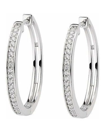 Amen Boucles d'Oreilles Femme Argent 925 Zircones Blancs - Élégantes et Lumineuses

