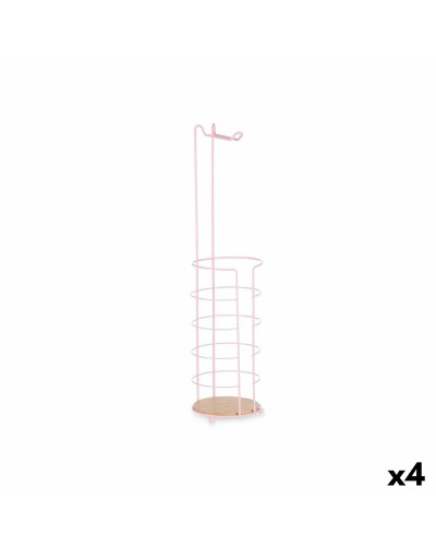 Toiletrolhouder Roze Metaal Bamboe 16,5 x 63,5 x 16,5 cm (4 Stuks)
