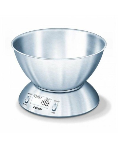 Beurer KS34 Báscula de Cocina Digital Acero Inoxidable Negro Plata - Peso Alimentos
