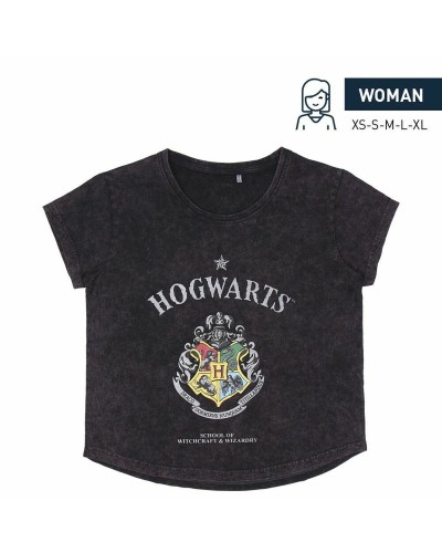 T-shirt med kortärm Dam Harry Potter Grå Mörkgrå