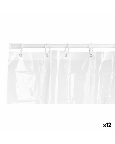 Cortina de Ducha Transparente PEVA 180x180 cm (12 Unidades), Ideal para Duchas Amplias
