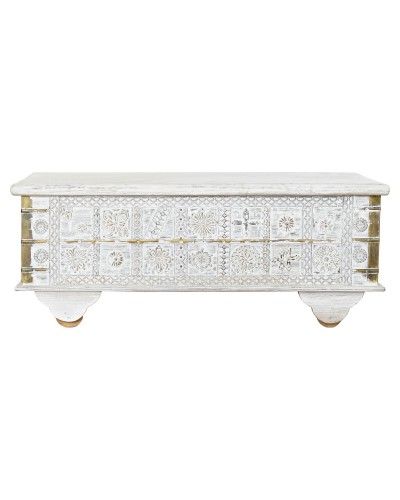 Sidobord DKD Home Decor MB-182010 Vit Gyllene Metall Mangoträ 115 x 60 x 45 cm