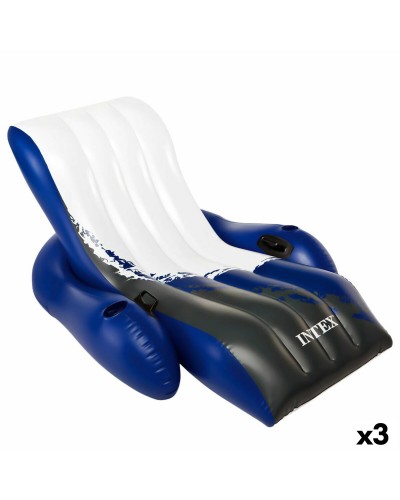 Intex Fauteuil Gonflable Floating Recliner - Bleu/Blanc 180cm - Détente Piscine (3 pièces)

