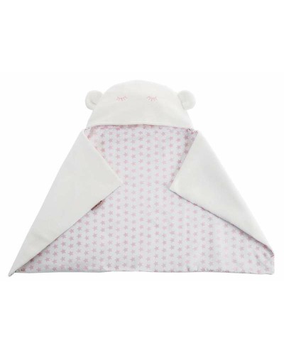 Babydecke Wendecape mit Kapuze, 90 x 66 cm, Blaue Sterne
