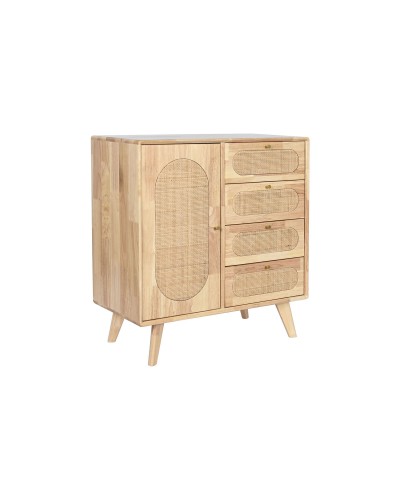 Aparador DKD Home Decor de Madera de Árbol de Caucho Natural con Detalles en Metal, 73,5 x 35 x 78 cm
