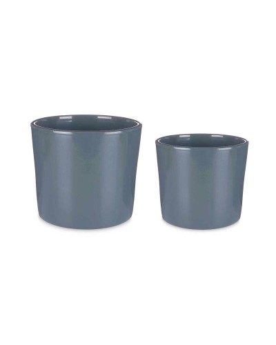 Vasi Decorativi Antracite in Argilla (Set da 2) | Diametri 22 e 27 cm