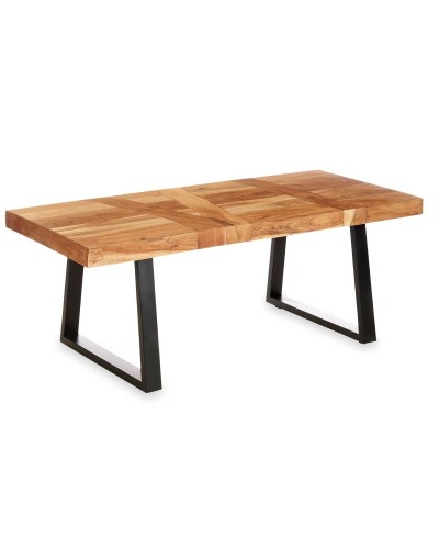 Table de Salle à Manger Trama 120x60cm - Bois d'Acacia - Marron Noir
