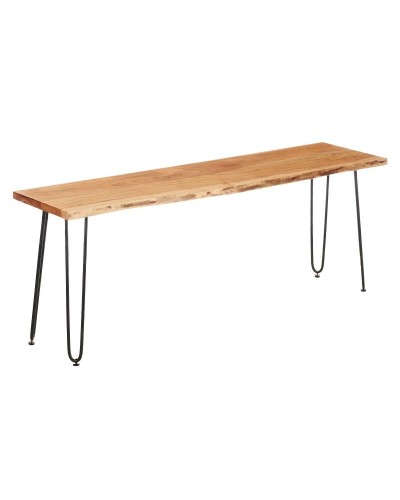 Mesa de centro para TV de madera de acacia con borde natural | 140 x 37 x 52 cm | Marrón Negro
