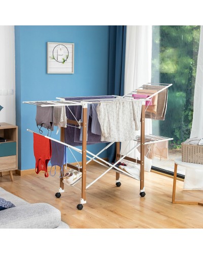 Tendedero Dreeyl InnovaGoods Plegable de 38 Barras con Ruedas
