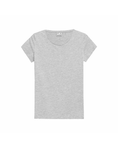 4F Damen T-Shirt Kurzarm Grau - Sportlich Atmungsaktiv Running
