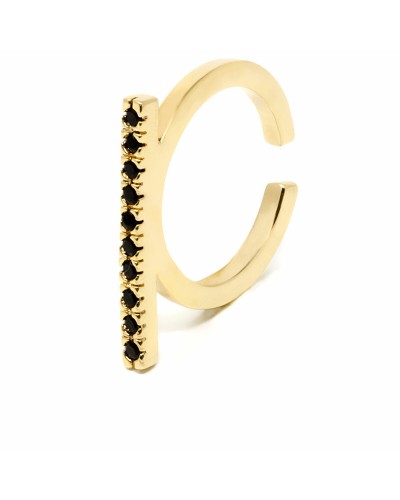 Damring Shabama Manhattan Mässing guldpläterad Svart Justerbar