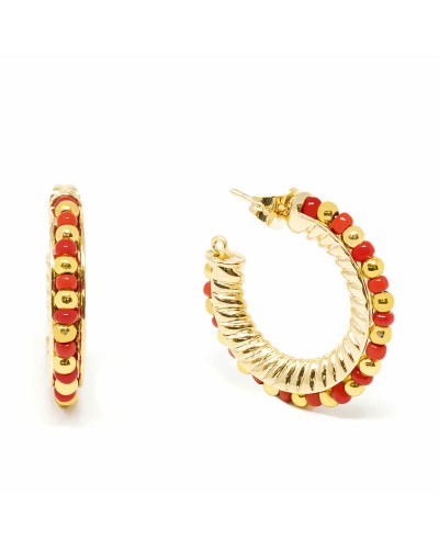 Shabama Orecchini Etiopia Donna Ottone Oro Rosso 2cm - Design Africano
