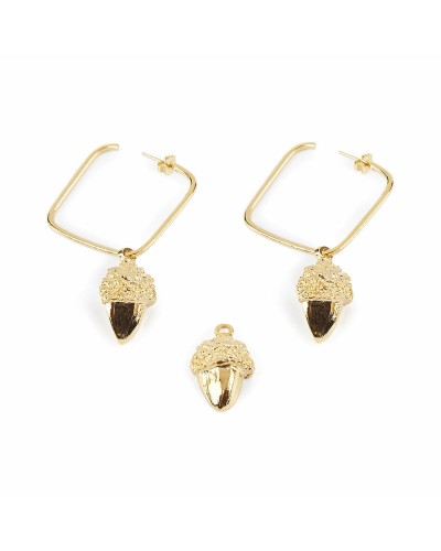 Shabama Boucles d'Oreilles Femme Laiton Gland Bain Or 3cm - Élégantes
