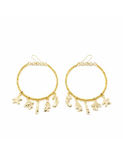 Shabama Pendientes Mujer Formentor Latón Oro 6cm - Elegantes y Luminosos
