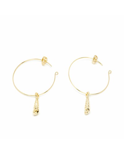 Shabama Boucles d'Oreilles Femme Agulla Or : Laiton Plaqué, 3.5cm - Élégantes
