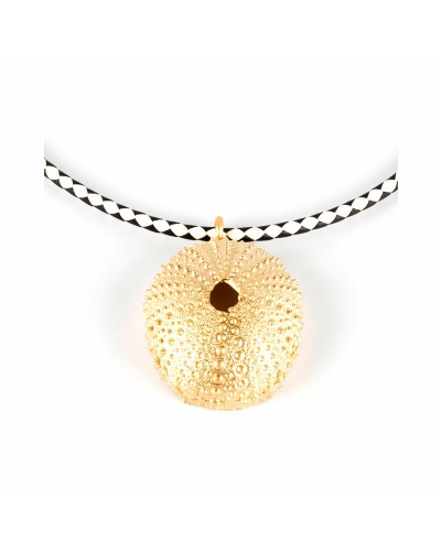 Shabama Trenc Luxe: Collar Mujer Latón Chapado en Oro, Cuero 38cm
