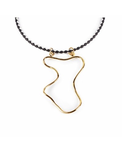 Ketting Dames Shabama Malawi Blik Met goudglans Leer 38 cm