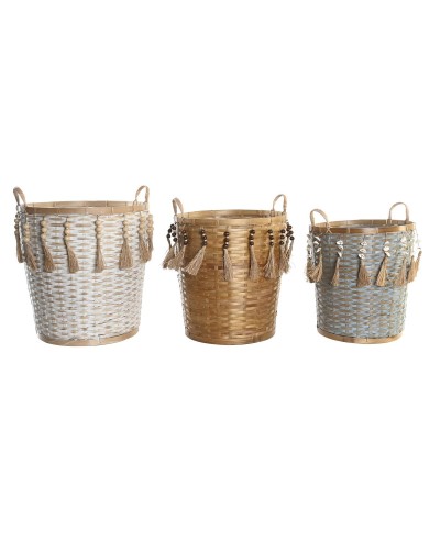 Cestas Boho de Bambú DKD Home Decor, Multicolor, 3 Piezas, 49 x 45 x 54 cm
