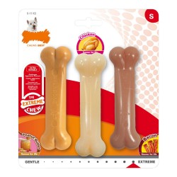 Nylabone Extreme Chew: Confezione di giocattoli in nylon per cani, aromi al bacon, burro d'arachidi e pollo (3 pz)