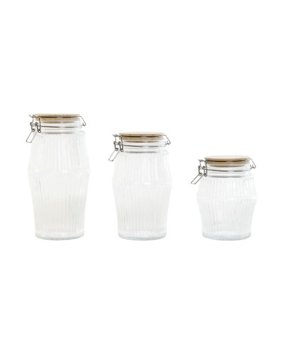 ESPRIT 3er-Set Vorratsgläser aus Silikon und Bambus transparent (13,5 x 13,5 x 27 cm)
