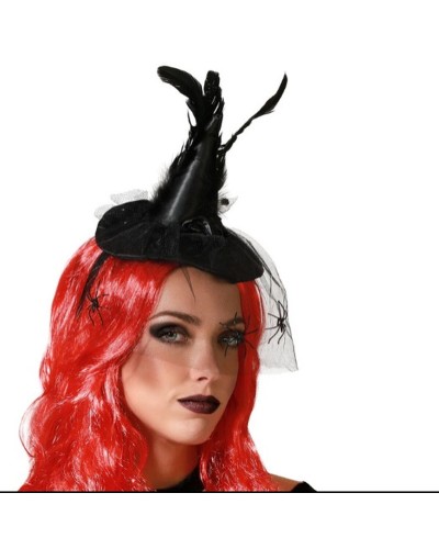 Diadem Hatt Häxa Halloween Fjädrar
