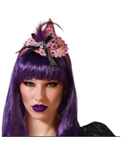 Diadème Chapeau Sorcière Halloween - Serre-tête avec Décorations
