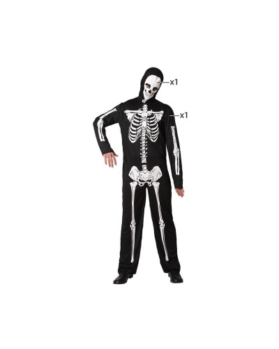 Costume Squelette Noir Adultes - Halloween, Fête Thématique - Taille Unique
