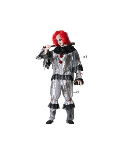 Grauer Clown Kostüm für Erwachsene - Lustige Verkleidung für Halloween & Karneval
