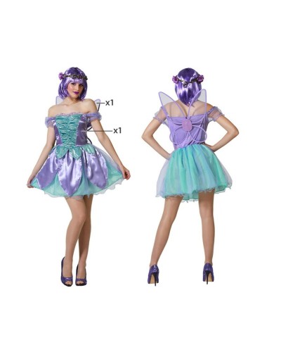 Feenkostüm Lila Erwachsene - Magisches Karnevals-Halloween-Kleid
