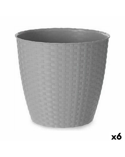 Pots Stefanplast 6 Litres en Plastique Gris | Dimensions 24x22,3x24cm | Idéaux pour Plantes d'Intérieur et d'Extérieur
