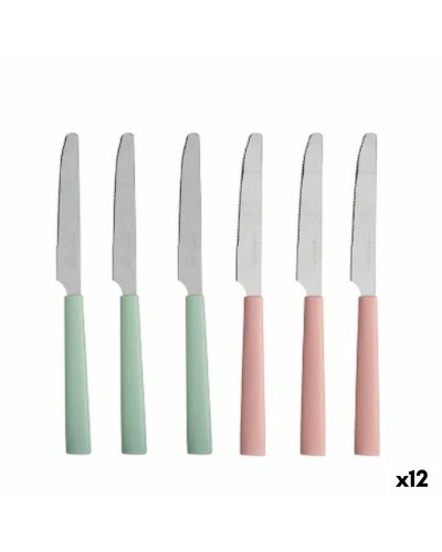 12-teiliges Arcos Messer-Set Rosa Grün Edelstahl Kunststoffgriff
