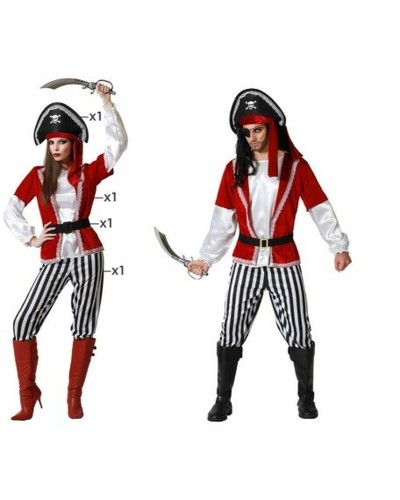 Costume Pirata Adulto Rosso - Travestimento Halloween Carnevale

