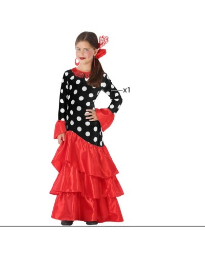 Verkleidung für Erwachsene Flamenca Schwarz Rot Spanien