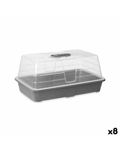 Serre de Jardin Transparente Grise 38,4 x 17,5 x 24,7 cm, Ensemble de 8
