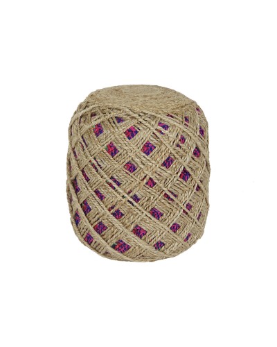 Repose-pieds ESPRIT Carré en Jute Marron Multicolore, 40x40x45 cm
