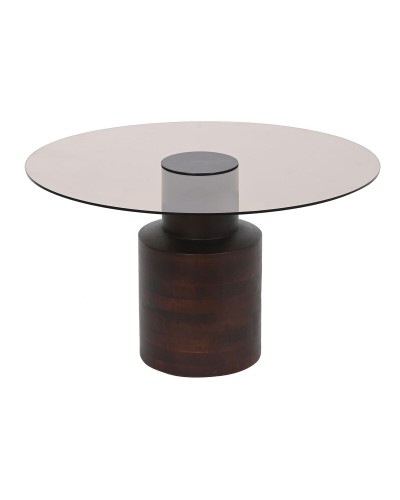 Mesa auxiliar DKD Home Decor de Cristal y Madera de Mango, 80 x 80 x 40 cm
