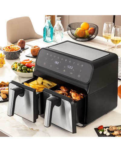 InnovaGoods Fryinn Double 8000 : Friteuse à Air 8L, 3400W, Noir Acier
