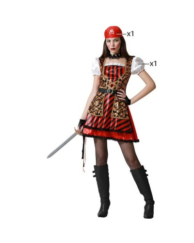 Costume Pirate Femme Rouge - Adultes, Déguisement Halloween Carnaval
