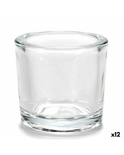 | Portavelas de Vidrio Transparente | 6,5 x 6 x 6,5 cm | Set de 12 | Iluminación Ambiental |
