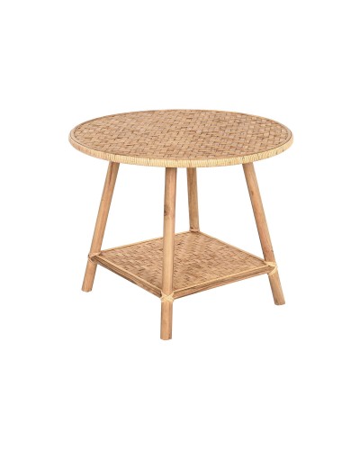 Additional Table DKD Home Decor 61x61cm, Brown Rattan, Indoor Outdoor Use
