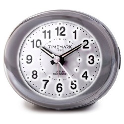 Analog Alarm Clock, Grey, LED, Silent, Snooze, Night Mode (9x9x5.5 cm)
