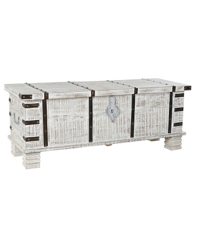 Kista DKD Home Decor Metall Vit Mangoträ (116 x 40 x 45 cm)