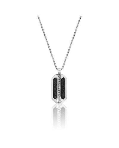 Collier Homme Police Acier Noir Logo Iconique - Style Urbain
