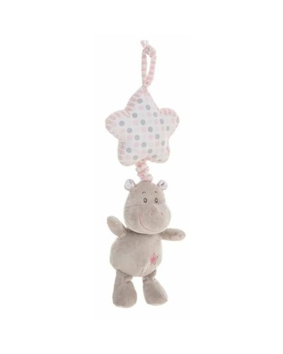 Peluche Hochet Hippopotame Rose 35cm - Jeu Sensoriel Premier Age
