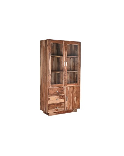 DKD Home Decor | Espositore in Cristallo e Legno d'albero della Gomma, 100 x 42 x 190 cm