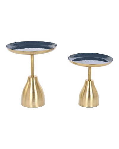 Tables gigognes Home ESPRIT Bleu Doré (2 Pièces) - 40,5 x 40,5 x 48 cm
