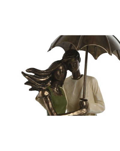 Estatua Decorativa Hogar ESPRIT Pareja Verde Dorado, 12,5 x 8 x 25,5 cm

