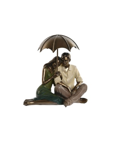 Estatua Decorativa Hogar ESPRIT: Pareja Verde y Dorado (15 x 11,5 x 12 cm)
